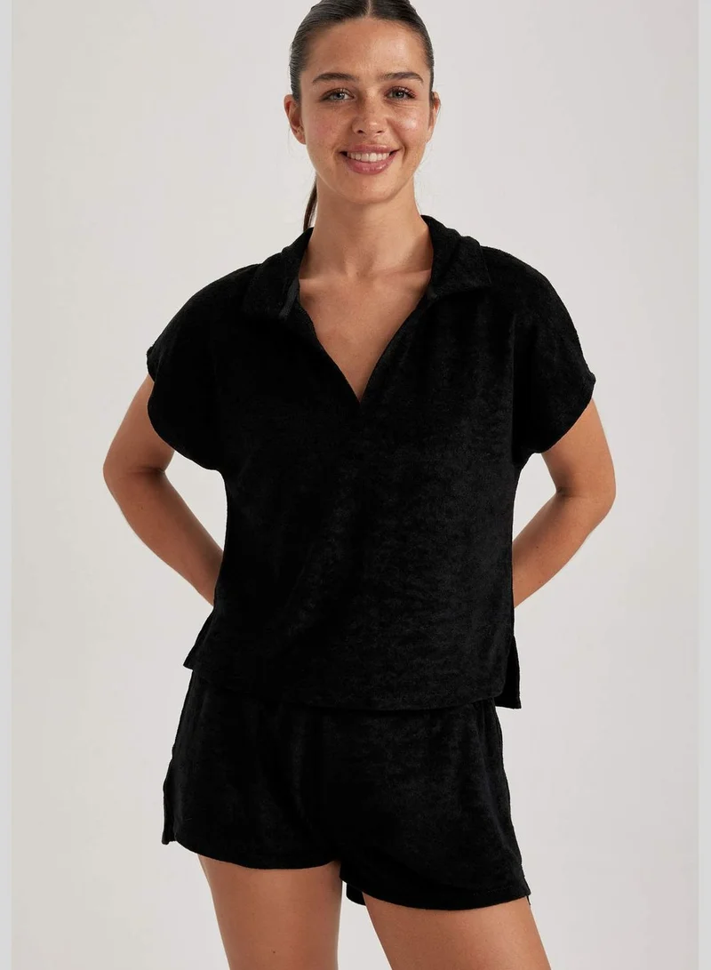 DeFacto Woman Polo Neck Knitted Short Sleeve T-Shirt