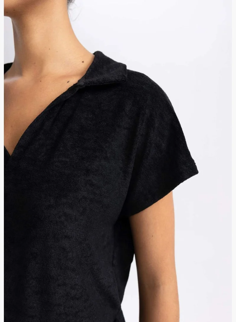 DeFacto Woman Polo Neck Knitted Short Sleeve T-Shirt