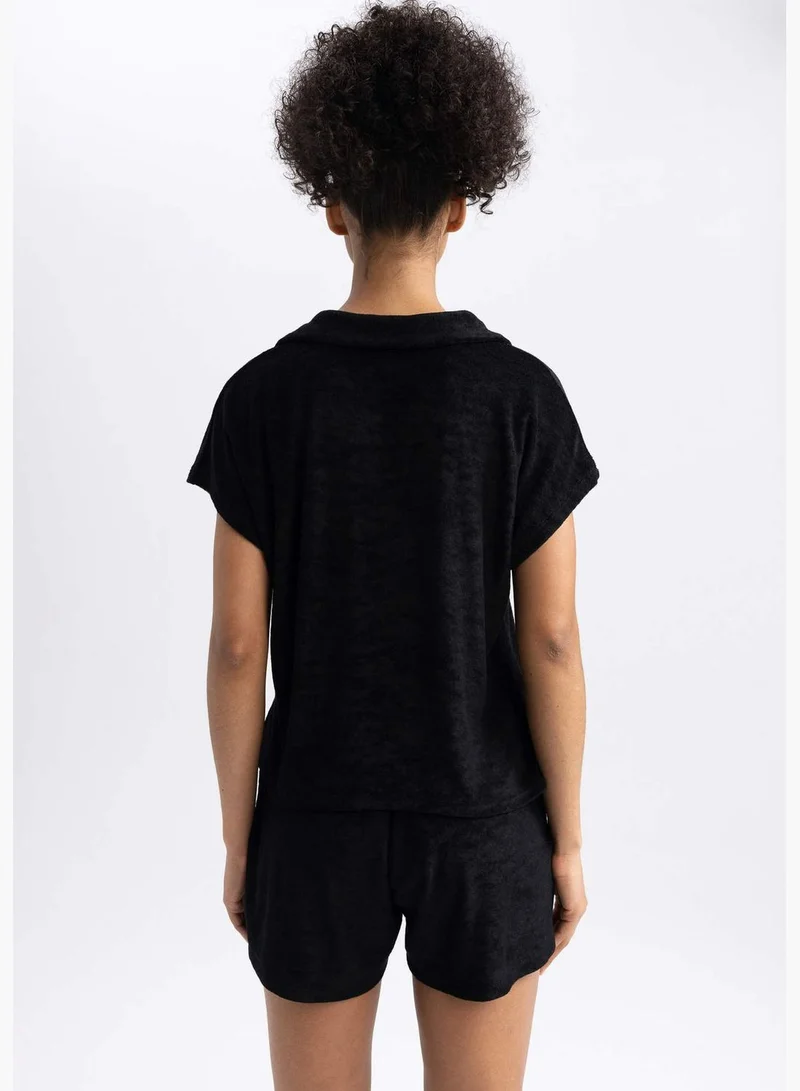 DeFacto Woman Polo Neck Knitted Short Sleeve T-Shirt