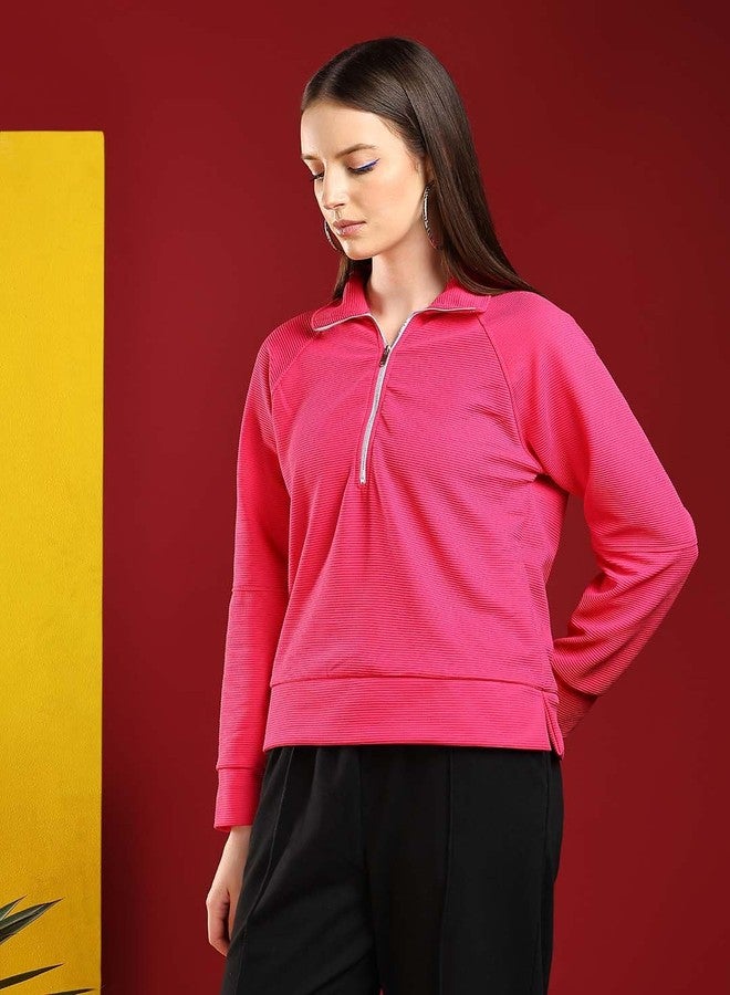 KOTTY Women's Solid Paradise Pink Stylish Sweatshirt(Pink,S)-KTTWOMENSWEATSHIRT411S - Image 2