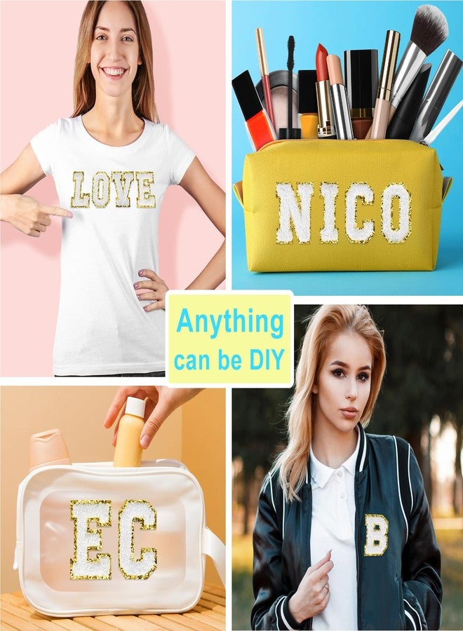 أستارون مجموعة أستارون من 52 قطعة من ملصقات حروف الشنيل ذاتية اللصق، رقع مطرزة من قماش الأبجدية للملابس والحقائب والقبعات وحافظات الهواتف وإكسسوارات الأعمال اليدوية (أبيض) - Image 5