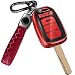 Lucrum Compatible with Honda Key Fob Cover Leather Keychain TPU Keyfob Case for Accord Civic CRV HRV Pilot Ridgeline SE LX For 4 Button Remote 20142022 Red and Black - Image 2