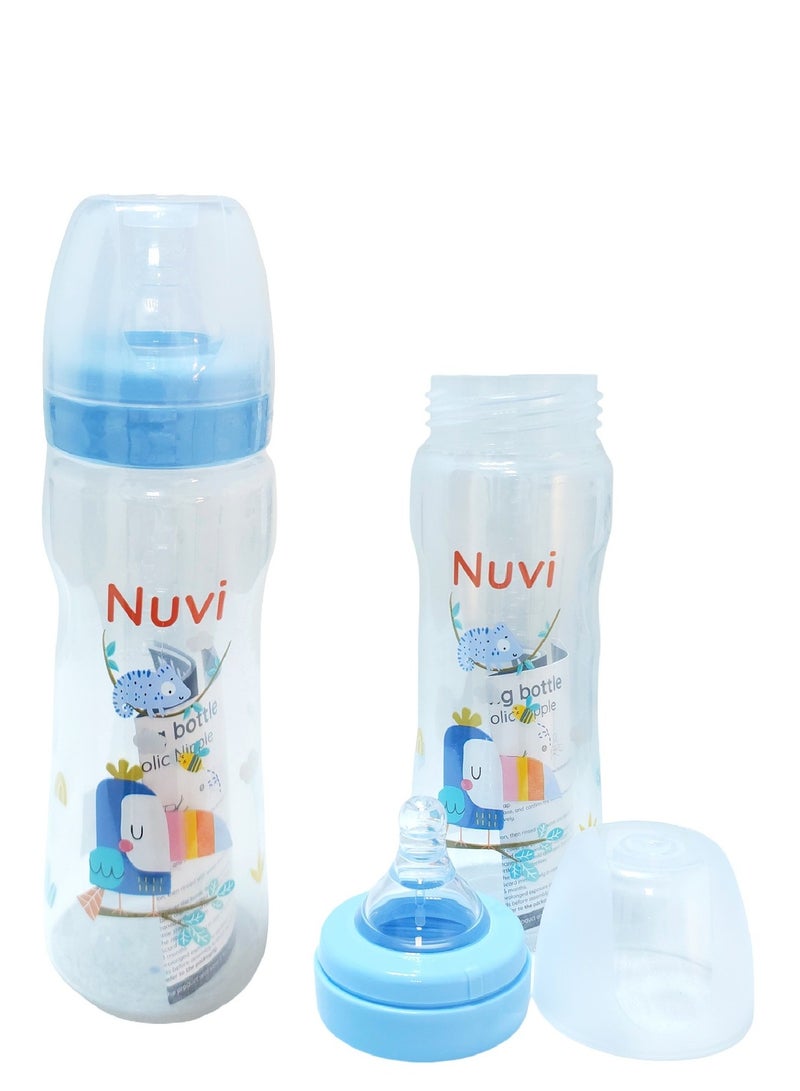 نوفي زجاجة رضاعة بلاستيكية واسعة العنق من نوفي للأطفال الرضع، سعة 330 مل - Image 1