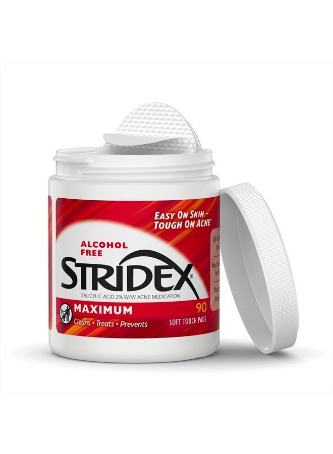 Stridex Medicated Acne Pads, Maximum, 90 Count, Pack of 3 – Facial Cleansing Wipes, Alcohol-Free Face Pads, Acne Treatment for Face, For Moderate Acne, Smooth Application  - Image 4