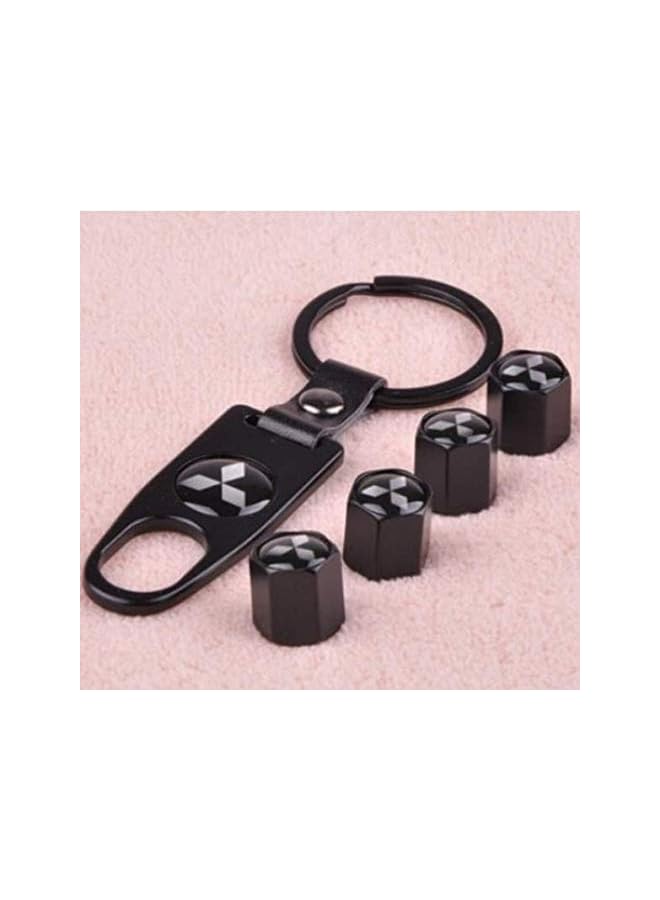 S-TOP Black Car Wheel Tire Air Valve Caps Stems Cover Air Dust Cover Screw Caps Keychain Styling For Mitsubishi - Image 2