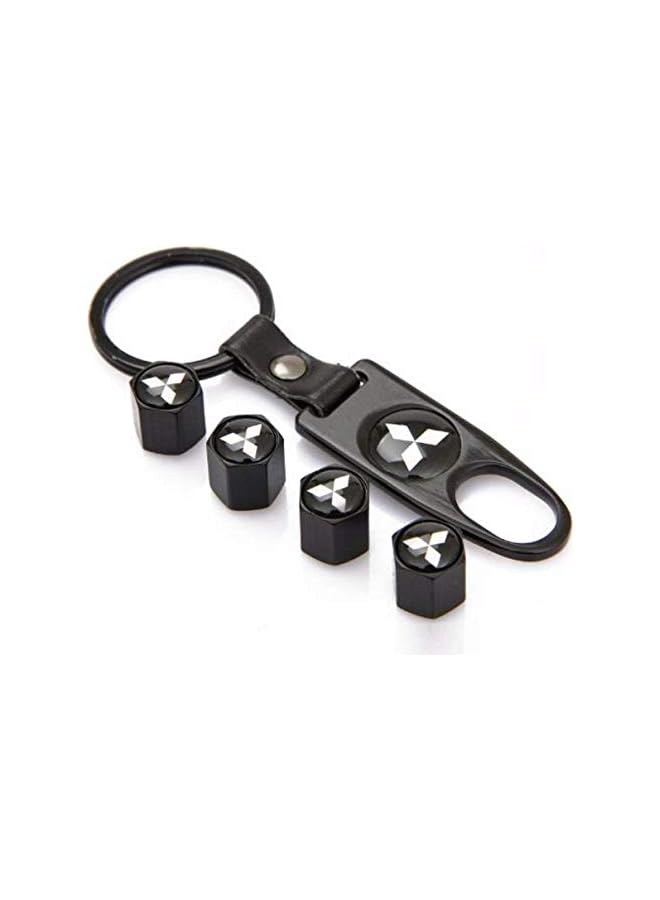 S-TOP Black Car Wheel Tire Air Valve Caps Stems Cover Air Dust Cover Screw Caps Keychain Styling For Mitsubishi - Image 1