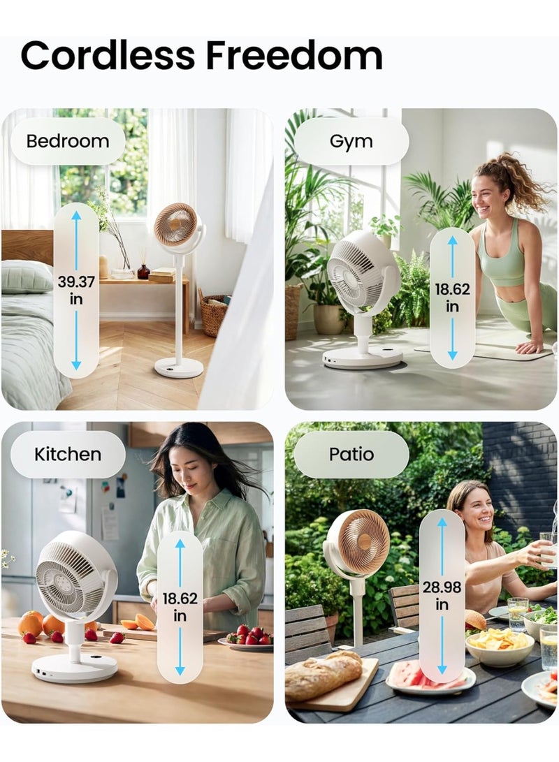SwitchBot Smart Pedestal Fan Rechargeable Standing Fan with App & Remote Control, Cordless & Corded Oscillating Floor/Desktop Fan, Adjustable Height, Ultra Quiet 22dB, Matter Compatible, Works with Google Home & Apple HomeKit, Bedroom & Home Fan - Image 4