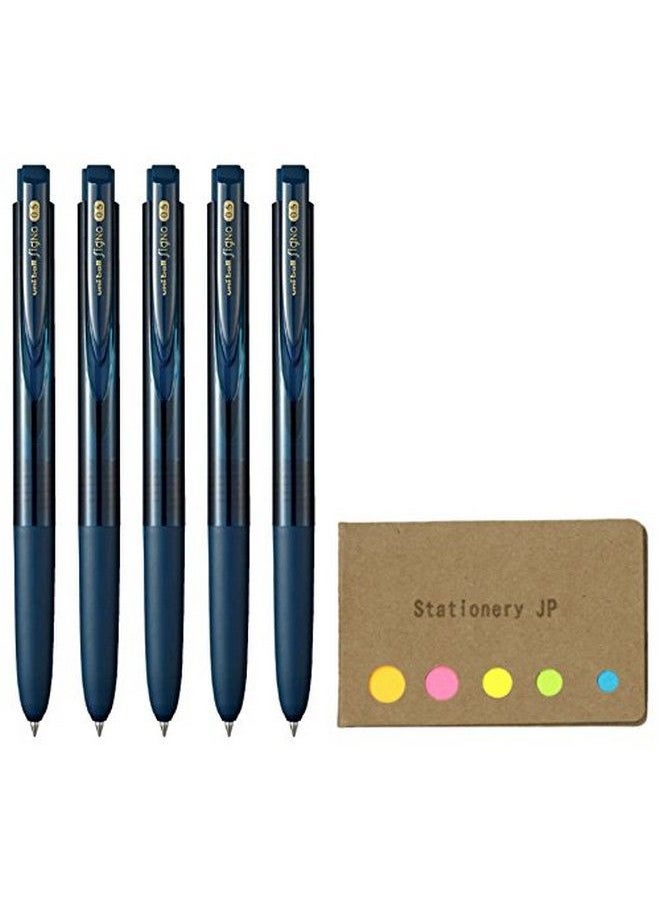 Stationery JP - Signo Rt1 Retractable Gel Ink Pen Extra Fine Point 0.5Mm Rubber Grip Blue Black Ink 5Pack Sticky Notes Value Set - Image 1