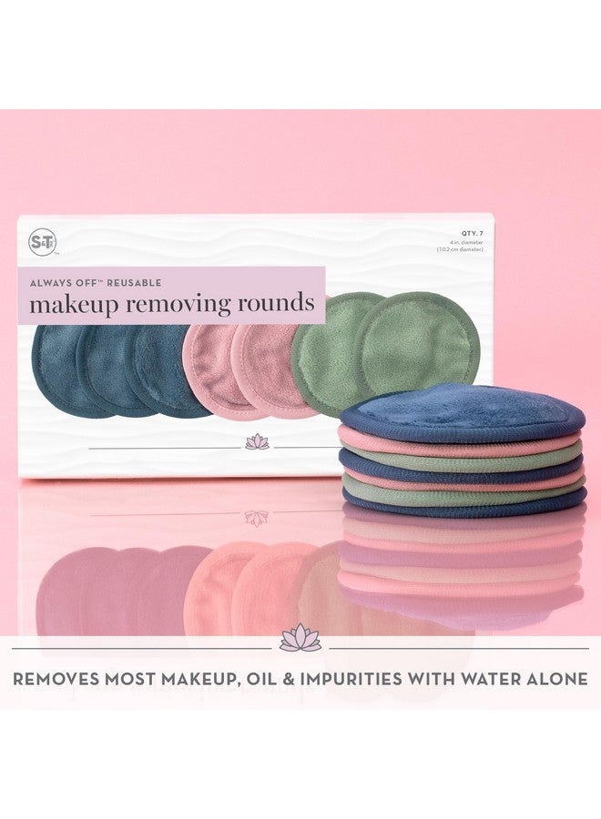 إس آند تي إن سي مناديل مزيل المكياج للعناية بالبشرة، مناديل مكياج قابلة لإعادة الاستخدام مع حقيبة غسيل، أساسيات السفر، ألوان متنوعة، قطر 10.16 سم، 7 عبوات - Image 2