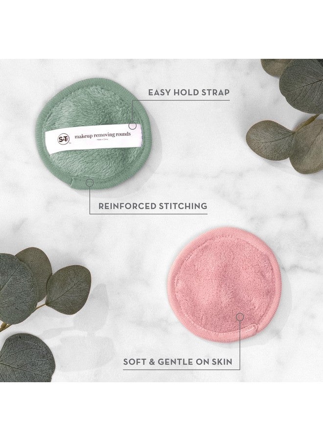 إس آند تي إن سي مناديل مزيل المكياج للعناية بالبشرة، مناديل مكياج قابلة لإعادة الاستخدام مع حقيبة غسيل، أساسيات السفر، ألوان متنوعة، قطر 10.16 سم، 7 عبوات - Image 3