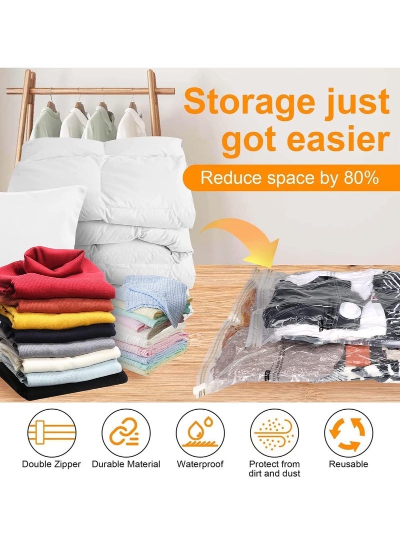 5 Pack Large Vacuum Seal Storage Bags, Reusable Compression Bags Premium Vacuum Storage Bags with Electric Pump for Bedding, Clothes, Curtains, Pillows - Image 2