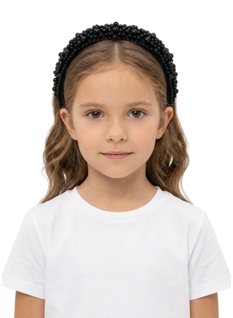 Bidani Faux Pearl Headband - Black - Image 1