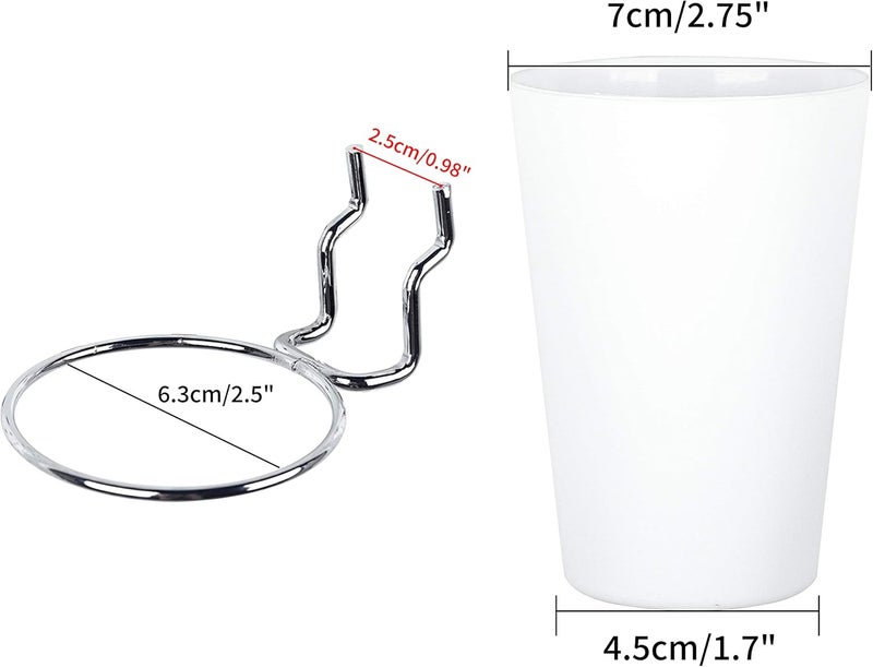 Kuhome 6 Sets Pegboard Hooks with Pegboard Cups, Ring Style Pegboard Bins with Rings, Pegboard Cup Holder Accessories for Organizing Storage (White) - Image 2