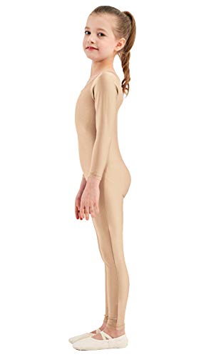 speerise Girls Unitards Gymnastics Long Sleeves Full Body Toddler Ballet Leotards for Kids Costumes, Flesh, M - Image 2