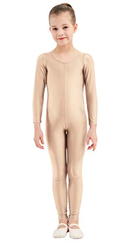 speerise Girls Unitards Gymnastics Long Sleeves Full Body Toddler Ballet Leotards for Kids Costumes, Flesh, M - Image 1