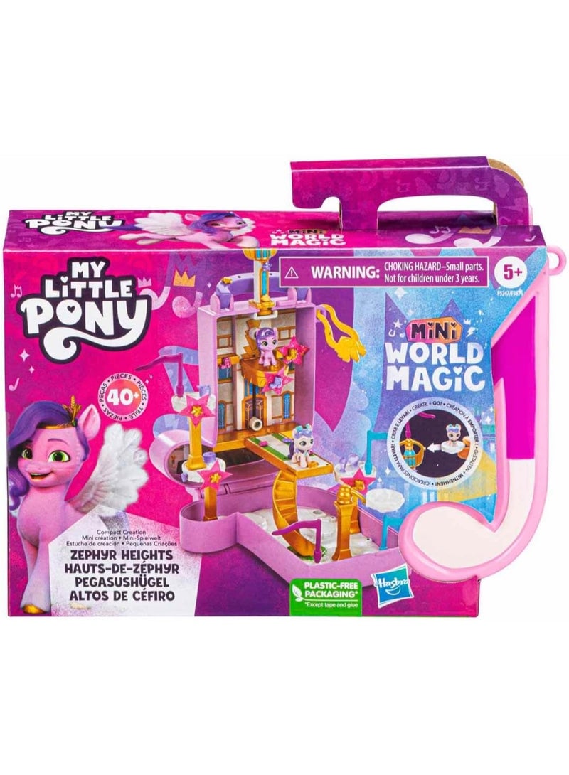 My Little Pony Mini World Magic Compact Creation Zephyr Heights Toy - Portable Playset with Princess Pipp Flower Blossom Pony for Children from 5 Years, Multicoloured, - Image 1