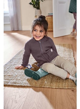 Tchibo Toddlers Girl Crew Neck Textured Cardigan, Purple  - Image 1