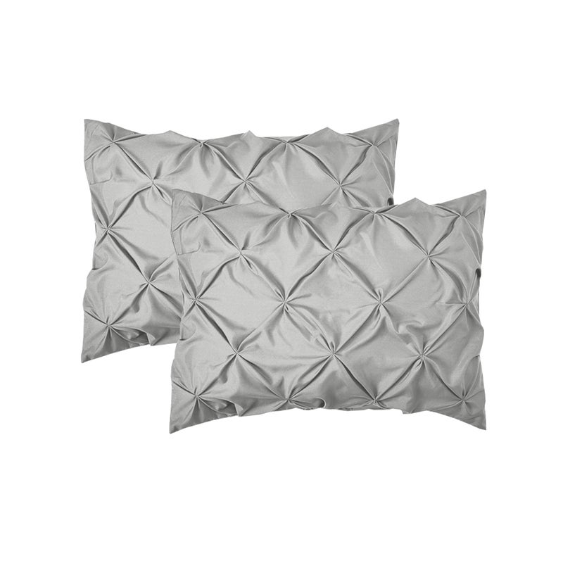 Elegant Comfort Elegant Comfort 2-Pack Sham Set Pinch Pleat Design  1500 Premium Hotel Quality Microfiber  Stylish Design-Easy Care  Wrinkle and Stain Resistant  2-Piece Sham Set  Pleated Standard/Queen  Silver Grey  - Image 1