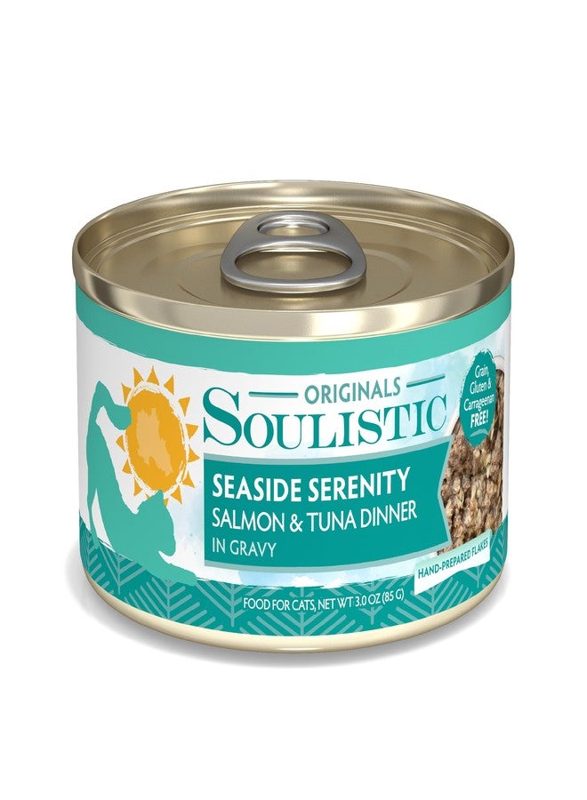 Soulistic Originals Wet Cat Food, Seaside Serenity Salmon and Tuna Dinner in Gravy, 3oz Can, Pack of 12 - Image 1