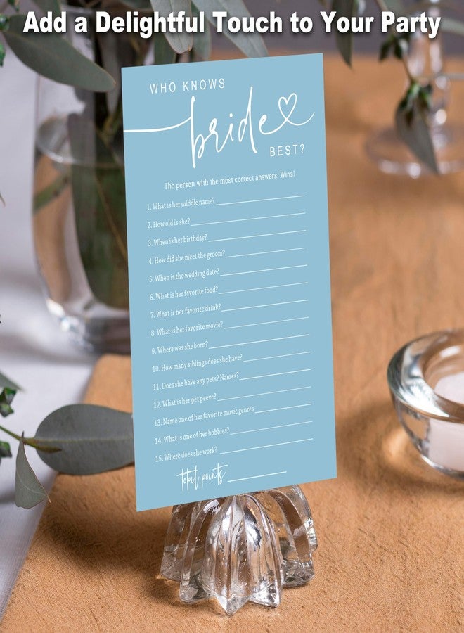 Cazhes Minimalist Bridal Shower Games, 30 Light Blue Who Knows The Bride Best, Wedding Bachelorette Engagement Party Decorations Supplies Favors - A05 - Image 4
