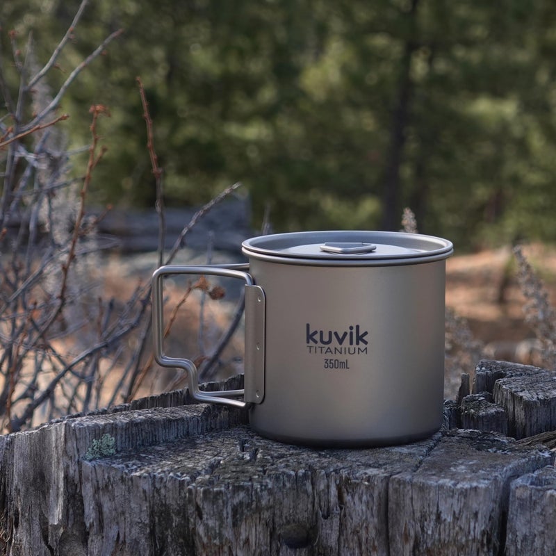 Kuvik Titanium Cup with Lid 350ml (11.8 oz) - Ultralight and Compact Pot for Backpacking, Camping, and Survival - Image 5