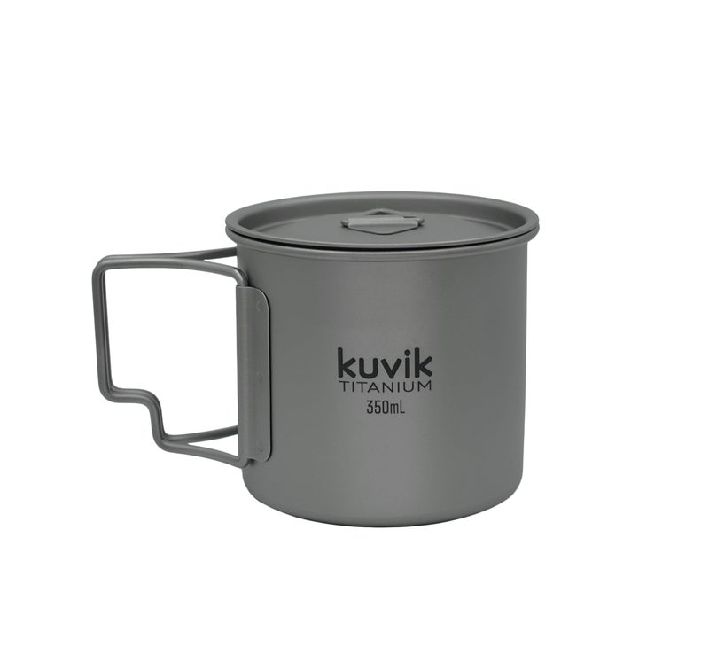 Kuvik Titanium Cup with Lid 350ml (11.8 oz) - Ultralight and Compact Pot for Backpacking, Camping, and Survival - Image 1