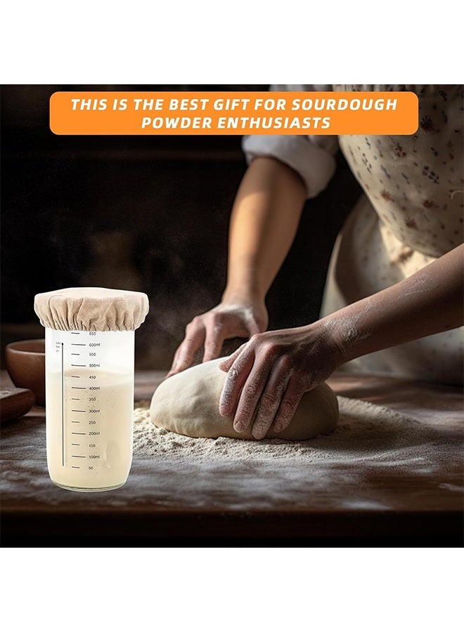أغطية جرار خميرة العجين المخمر (Sourdough) - عبوة من 5 قطع قماشية قابلة لإعادة الاستخدام لأغطية جرار العجين المطاطية، أغطية قماشية غير مبيضة لتخمير الخبز لأغلب جرار ميزة Mason زجاجية بحجم 3-4 إنش - Image 2