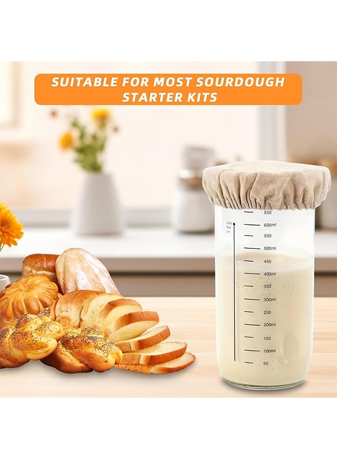 أغطية جرار خميرة العجين المخمر (Sourdough) - عبوة من 5 قطع قماشية قابلة لإعادة الاستخدام لأغطية جرار العجين المطاطية، أغطية قماشية غير مبيضة لتخمير الخبز لأغلب جرار ميزة Mason زجاجية بحجم 3-4 إنش - Image 4