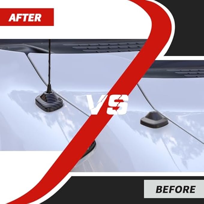 rayihni Radio Antenna Base Trim Cover Exterior Decoration Kit Fit for Ford F150 Raptor 2009-2015, Black with Carbon Fiber Finish - Image 3