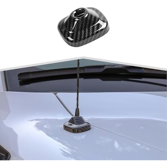 rayihni Radio Antenna Base Trim Cover Exterior Decoration Kit Fit for Ford F150 Raptor 2009-2015, Black with Carbon Fiber Finish - Image 2