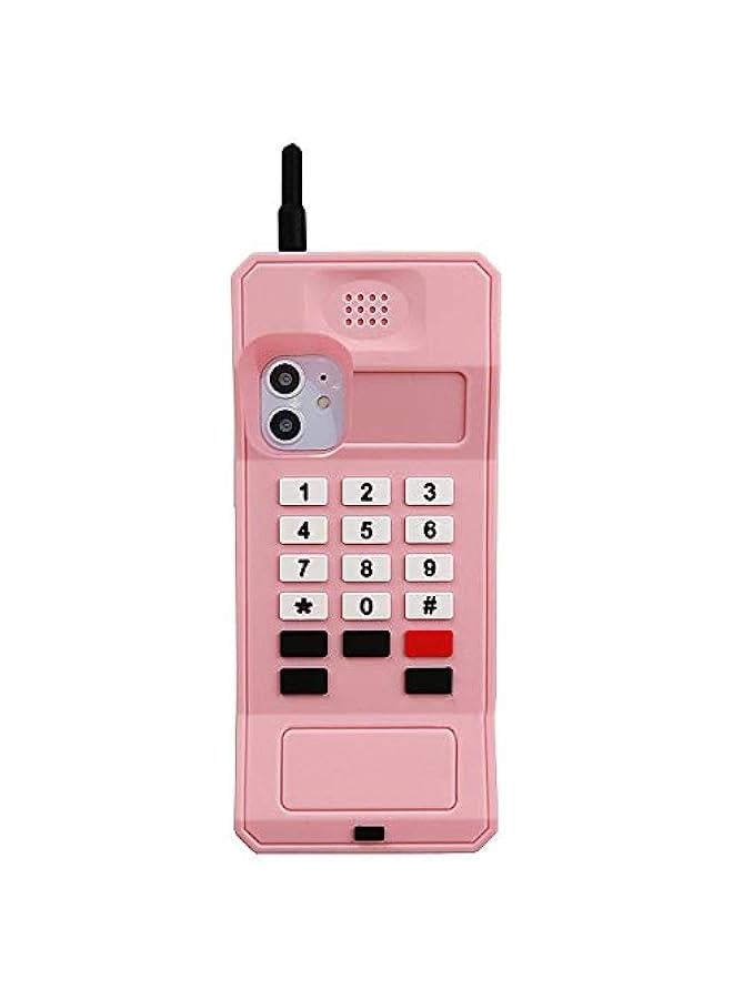 3D Silicone Case Compatible with iPhone 16 Pro, Retro Classic Creative Soft Rubber Bumper Cover Cool Fun Thick Protective Stand Case (Retro Cellphone Pink, iPhone 16 Pro) - Image 1