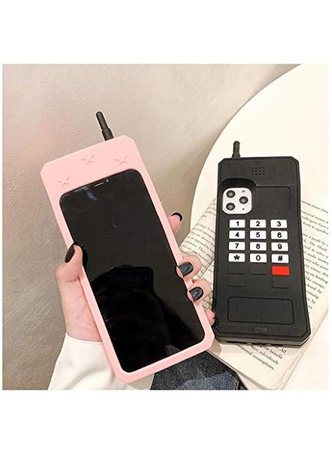 3D Silicone Case Compatible with iPhone 16 Pro, Retro Classic Creative Soft Rubber Bumper Cover Cool Fun Thick Protective Stand Case (Retro Cellphone Pink, iPhone 16 Pro) - Image 3