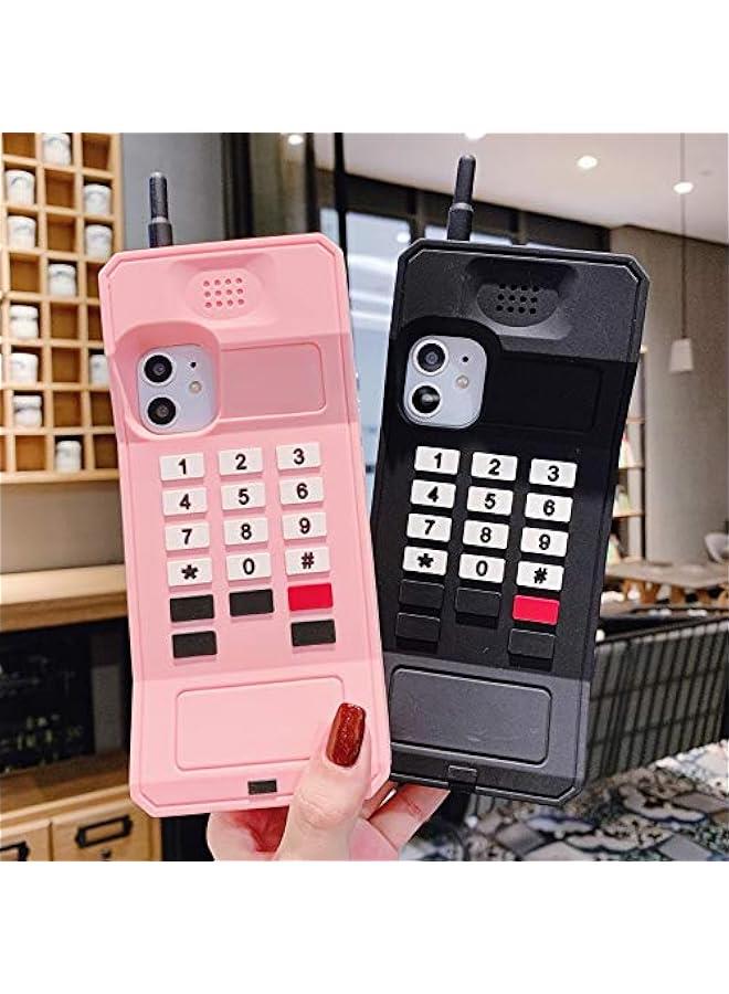 3D Silicone Case Compatible with iPhone 16 Pro, Retro Classic Creative Soft Rubber Bumper Cover Cool Fun Thick Protective Stand Case (Retro Cellphone Pink, iPhone 16 Pro) - Image 5