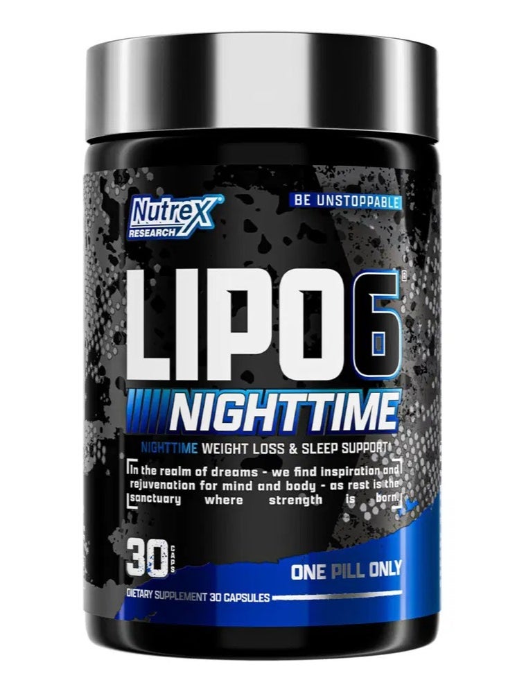 Nutrex Research LIPO 6 Black Nighttime Ultra Concentrate 30 Black-Caps  - Image 1