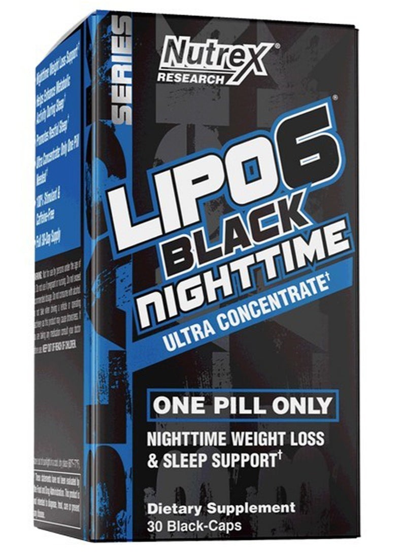 Nutrex Research LIPO 6 Black Nighttime Ultra Concentrate 30 Black-Caps  - Image 2