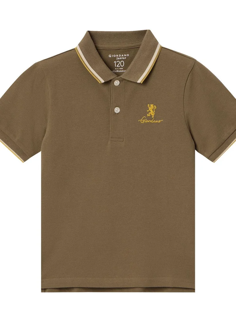 GIORDANO Junior's Slim Fit Cotton Pique Signature Embroidery Polo
