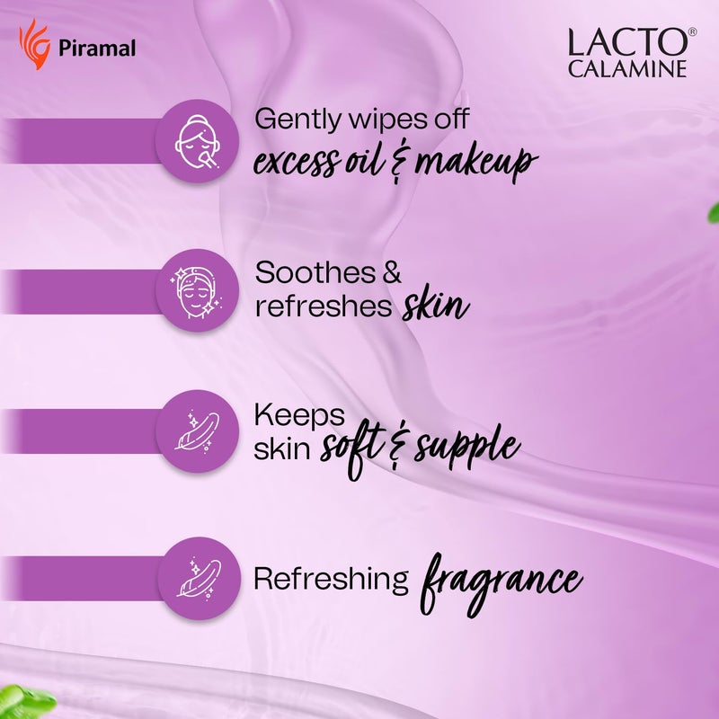 Lacto Calamine Oil Control Face Wipes  30 N each Pack of 3  Wet Wipes for Face With Neem Aloe Vera  Niacinamide  Makeup Remover Wipes  Hydrating Refreshing Soothing  Pararben  Alcohol Free - Image 5