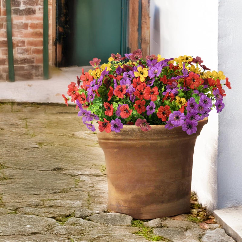 ZFProcess Artificial Flowers Faux Plants Outdoor Fake Flowers Spring Decor,12 Bundles Outdoor Flower Plastic Plant Colorful Daisy UV Resistant for Porch Patio Yard Garden Pot Planters - Image 5
