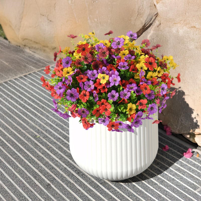 ZFProcess Artificial Flowers Faux Plants Outdoor Fake Flowers Spring Decor,12 Bundles Outdoor Flower Plastic Plant Colorful Daisy UV Resistant for Porch Patio Yard Garden Pot Planters - Image 4
