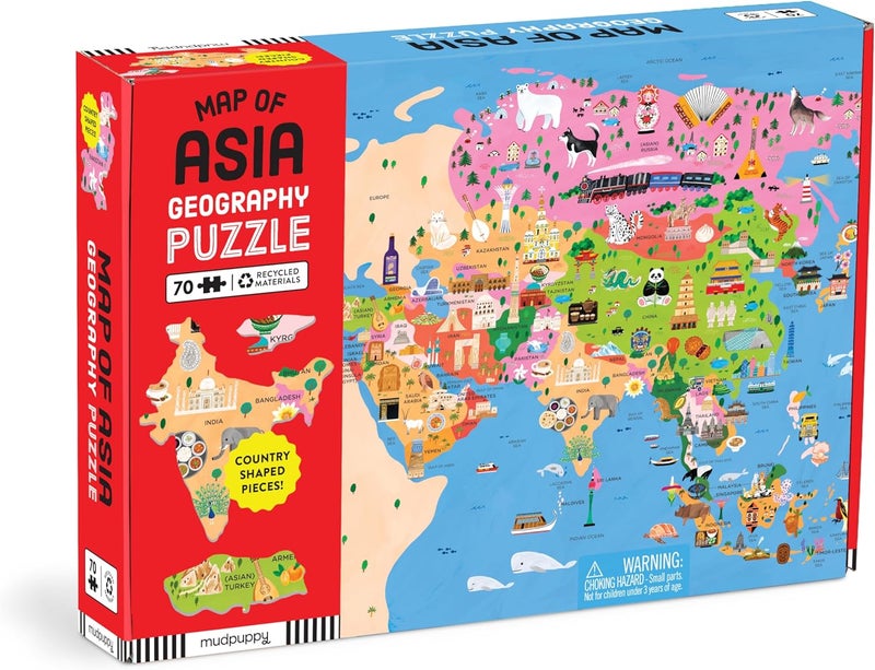 Mudpuppy Map of Asia 70 Piece Geography Puzzle - Image 1