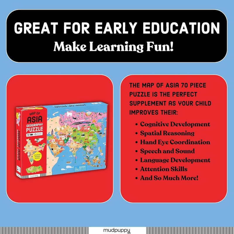 Mudpuppy Map of Asia 70 Piece Geography Puzzle - Image 5