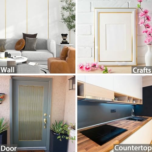 Hungbak Peel and Stick Finish Molding Trim for Wall, Ceiling, Mirror, Tile Edge, Furniture and Home Decoration (Shiny Gold, 10m x 1cm) - Image 4