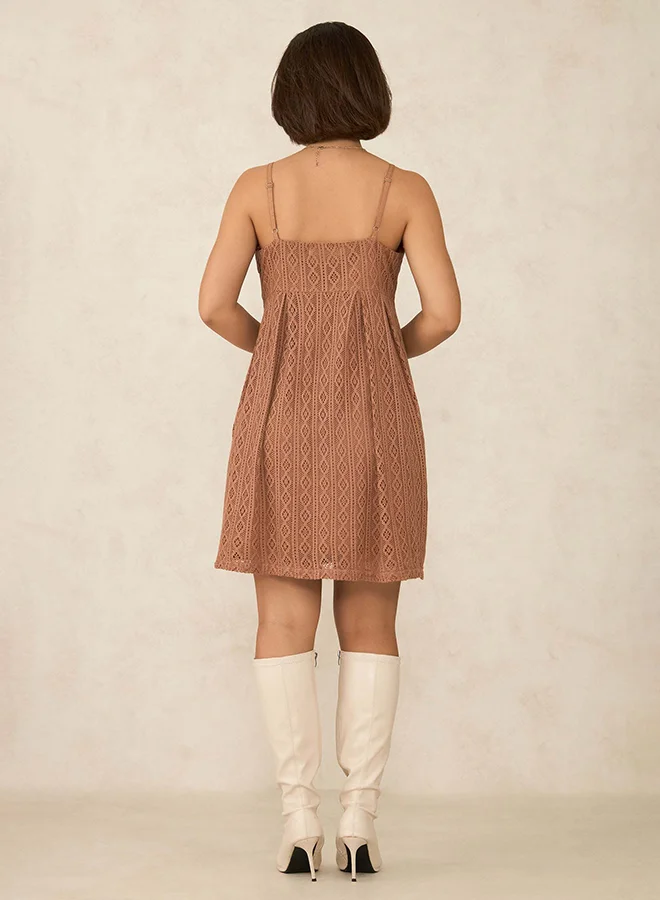 Virgio VIRGIO 100% Cotton Fit & Flare Lace Dress
