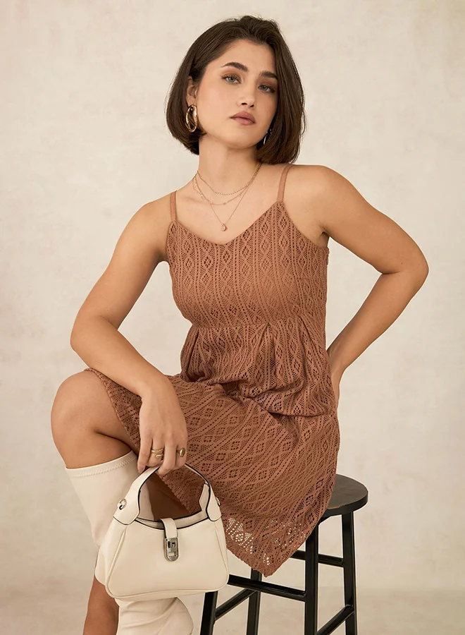 Virgio VIRGIO 100% Cotton Fit & Flare Lace Dress