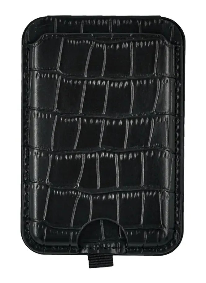 A-CASE A-CASE Card Holder, KESEM series Magnetic compatible Genuine Leather Card Holder with Stand for Smart Phone - Black  - Image 1