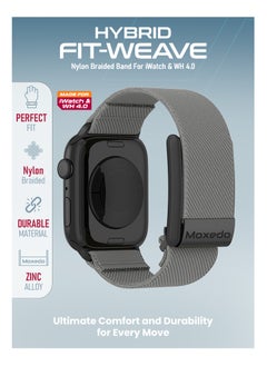 Moxedo Moxedo Hybrid Fit-Weave Nylon Braided Band Adjustable Replacement Strap Compatible for iWatch and Whoop 4.0 Wearable Health and Fitness Tracker - Gray  - Image 5
