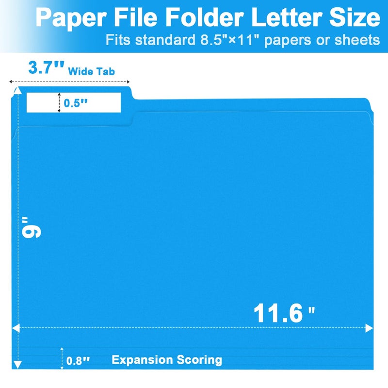 RAZCC File Folder, RAZCC 250 Pack 1/3 Cut Tab Colored Folders, Colored File Folder Letter Size for Office Classroom Use, Folders with Tabs Assorted 5 Colors - Image 2