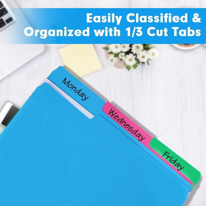 RAZCC File Folder, RAZCC 250 Pack 1/3 Cut Tab Colored Folders, Colored File Folder Letter Size for Office Classroom Use, Folders with Tabs Assorted 5 Colors - Image 3