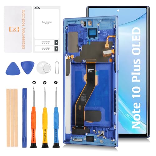 Olivechard Note 10 5G OLED LCD Display Aura Blue Frame for Samsung Galaxy Note10 Plus5G SMN975U N975W N976U 68 LCD Screen Display Replacement Touch Digitizer Assembly Kit - Image 1