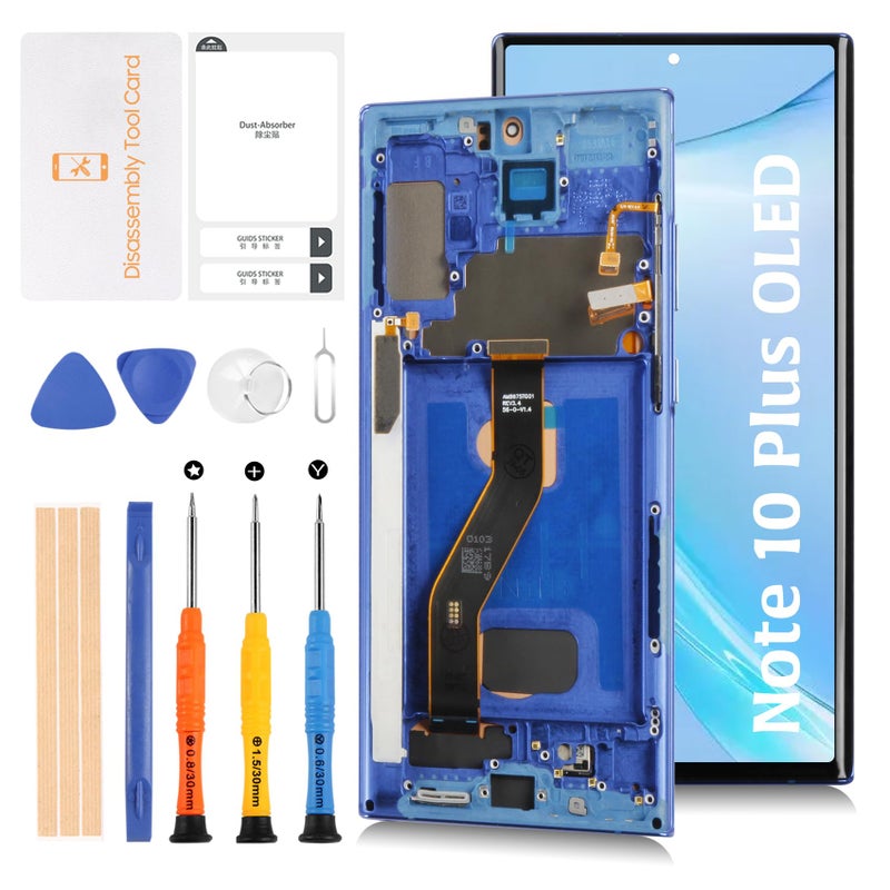 Olivechard Note 10 5G OLED LCD Display Aura Blue Frame for Samsung Galaxy Note10 Plus5G SMN975U N975W N976U 68 LCD Screen Display Replacement Touch Digitizer Assembly Kit - Image 2